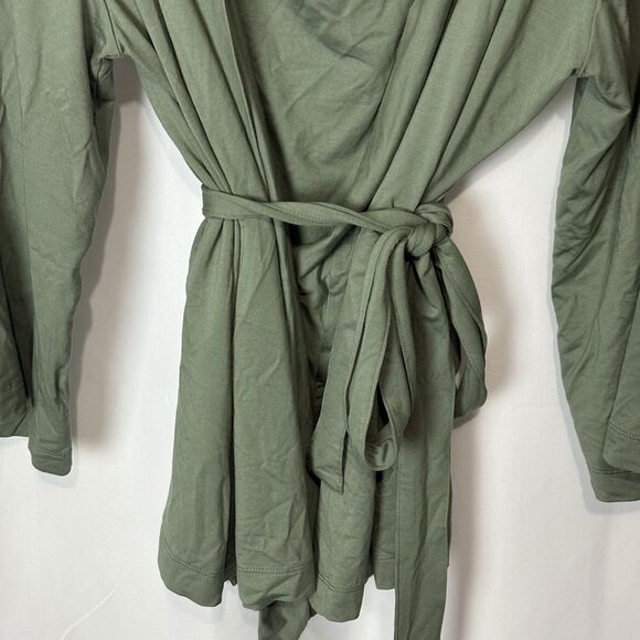 NWOT State of Day L 2-Piece. Fluid-Knit Pajama Set Wrap Robe Tank Organic Green - Picture 2 of 9